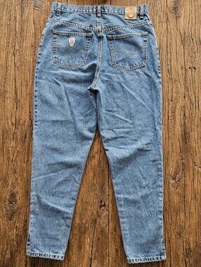 VTG District Gasoline High Waisted Tapered Ankle Slit Mom Jeans - 34 X 27